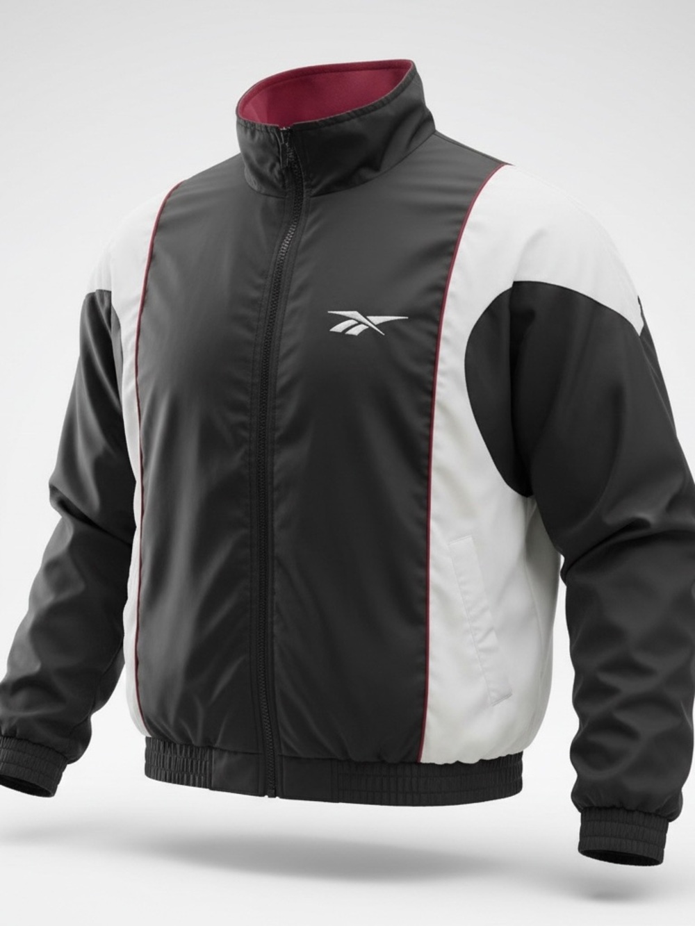 Vintage 90s Classic Reebok Men’s Black and White Track Jacket Windbreaker Sz.M